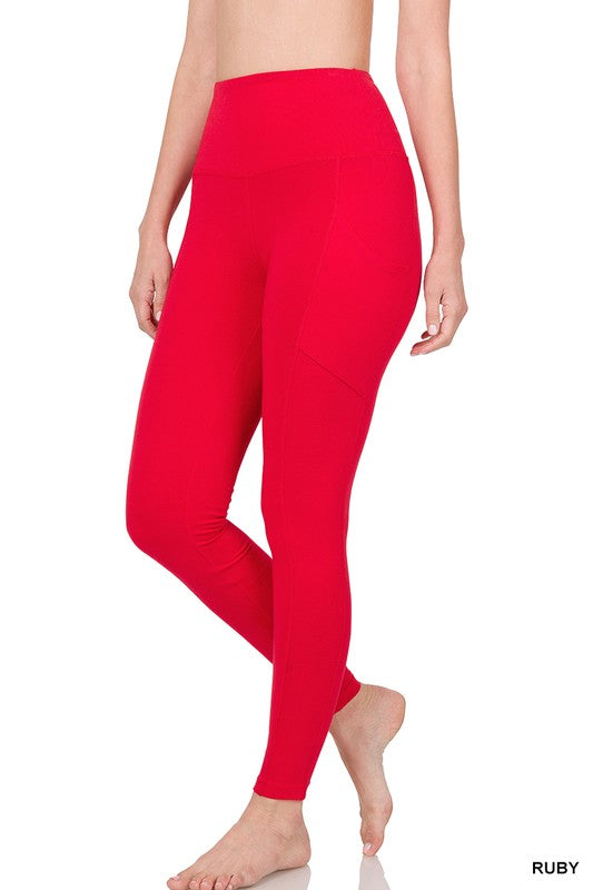 BETTER COTTON WIDE WAISTBAND POCKET LEGGINGS