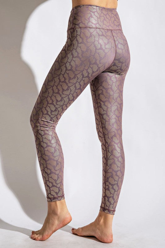 DK Mauve & Gold Geo Foil Printed Full Length Leggings