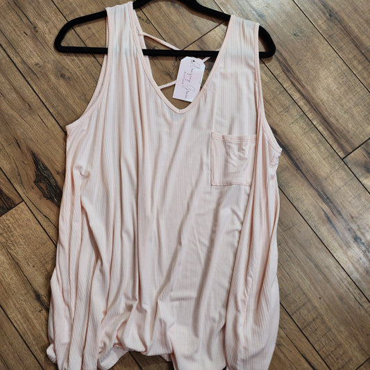 Blush Pocket Tank with Back String