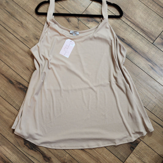 Taupe Tank with Round Hemline