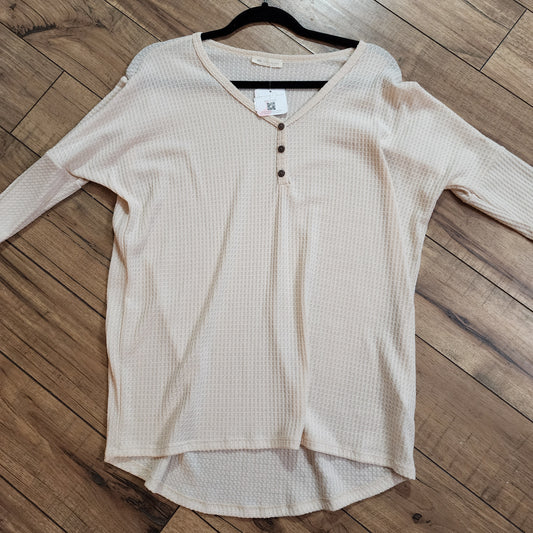 Willow Waffle Knit Top in Beige