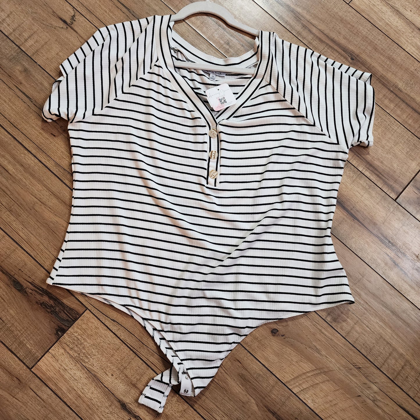 Striped Knit Button Bodysuit