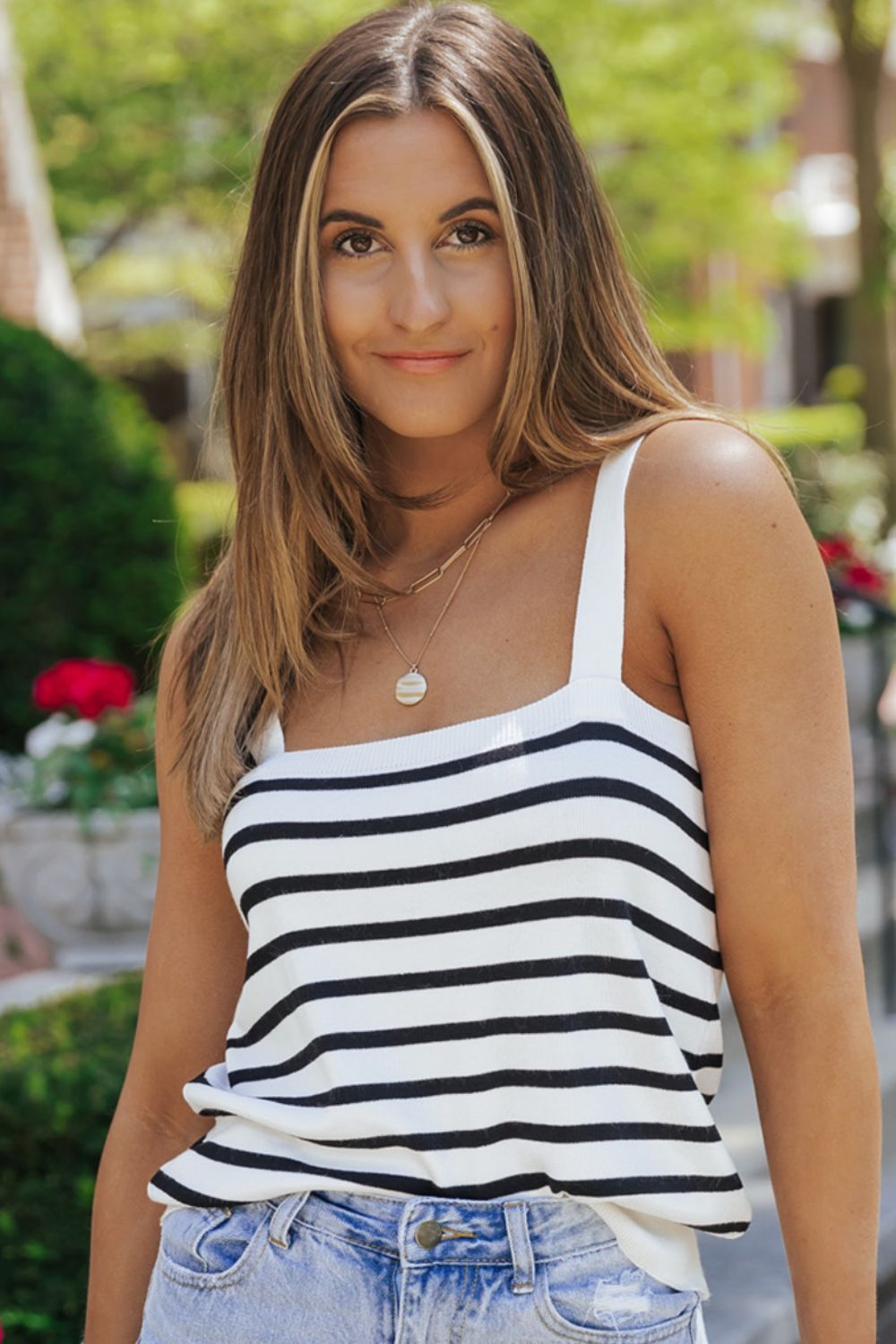 Striped Straight Neck Cami