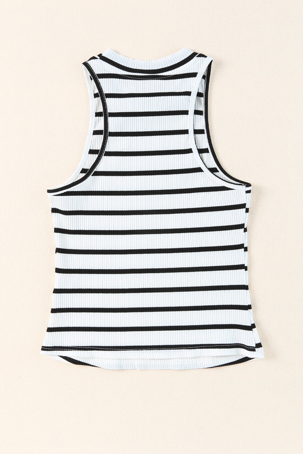 Striped Ribbed Round Neck Tank