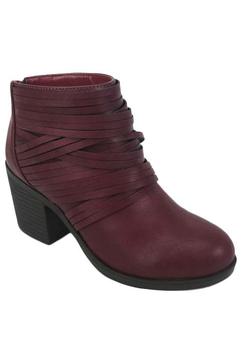 Wine Criss Cross Bootie