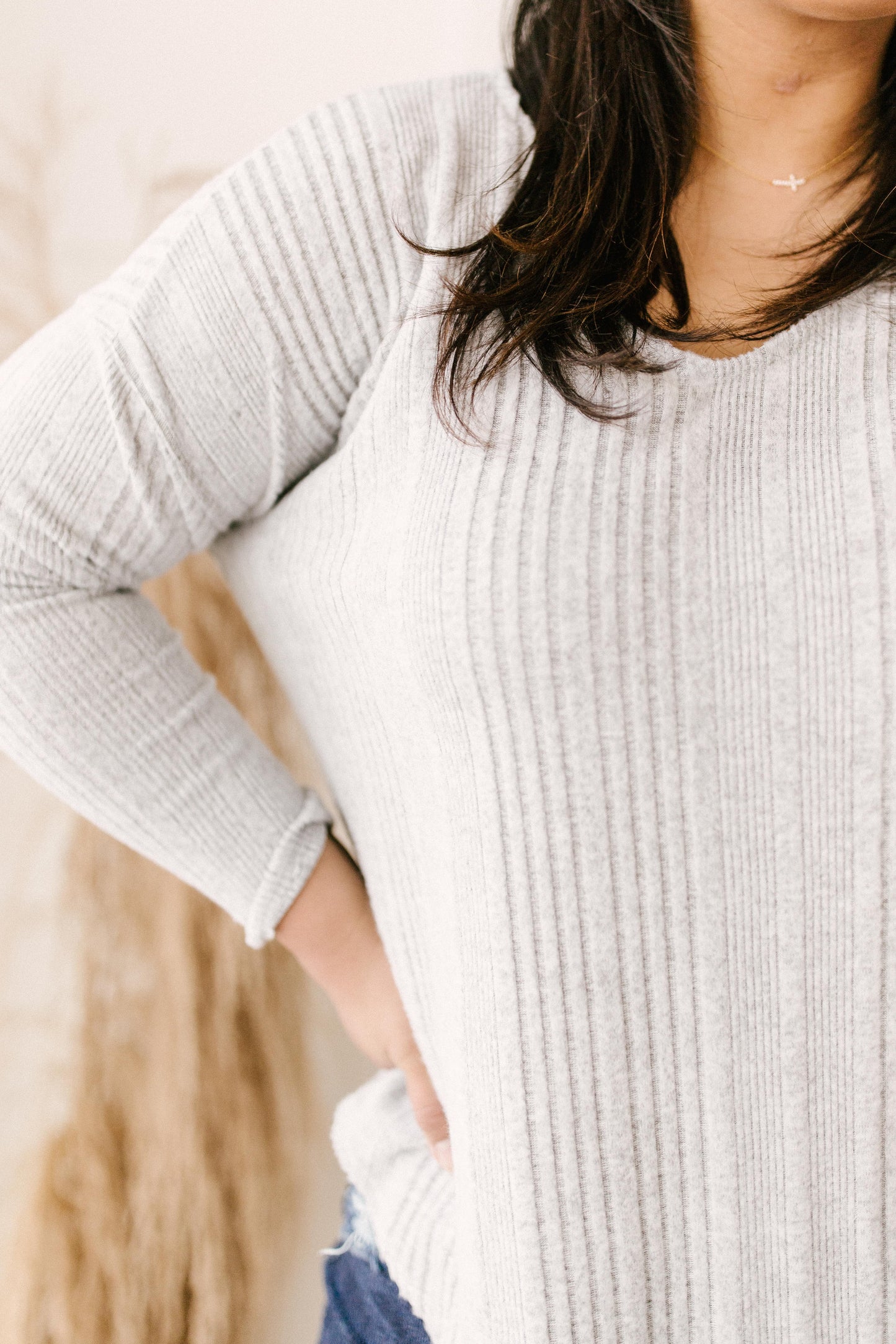 DULUTH Amira Textured Top in Gray