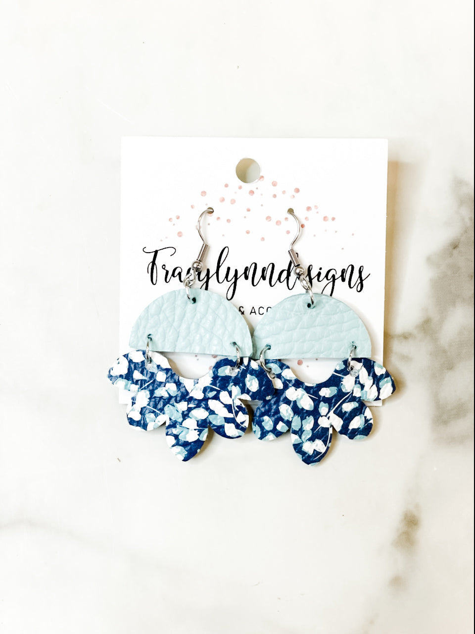 Teal Floral Scallop Earrings