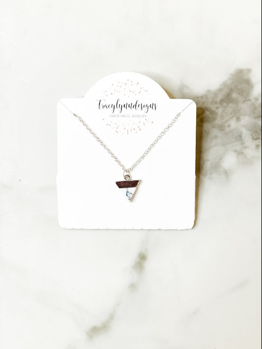 Silver Marble Triangle Necklace