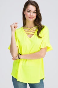 Neon criss cross tee