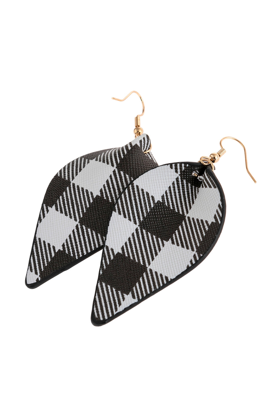 Plaid Pinched Leather Earrings