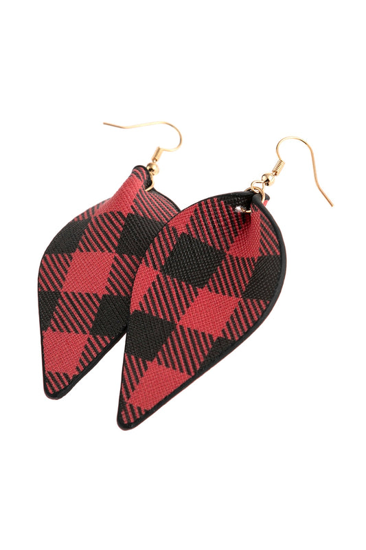 Plaid Pinched Leather Earrings