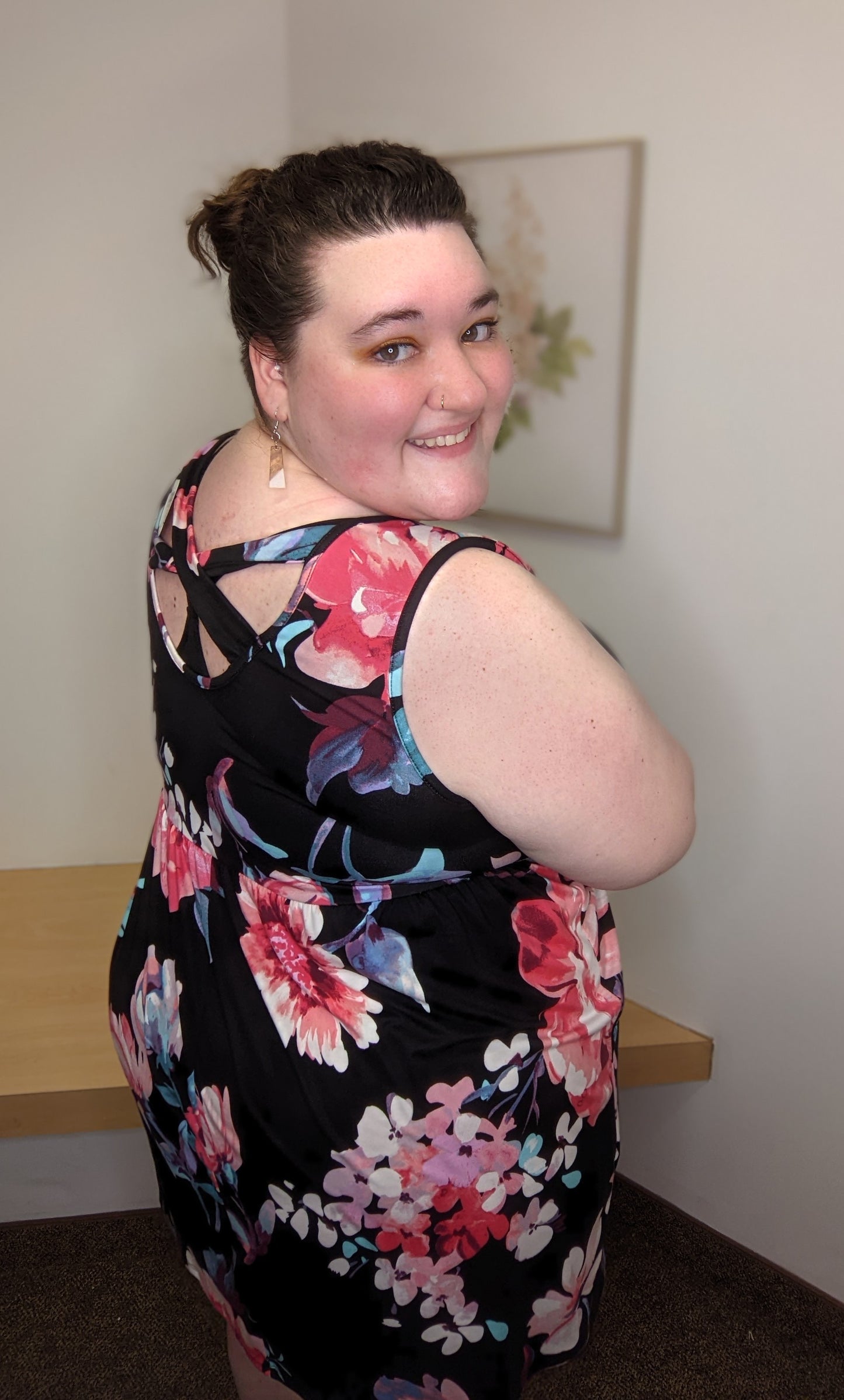 Black Floral Tank Dress