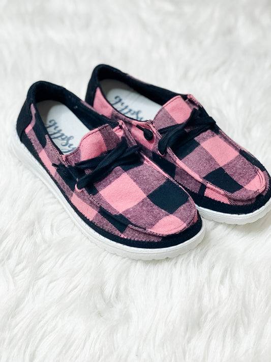 Pink Buffalo Plaid Slip-Ons