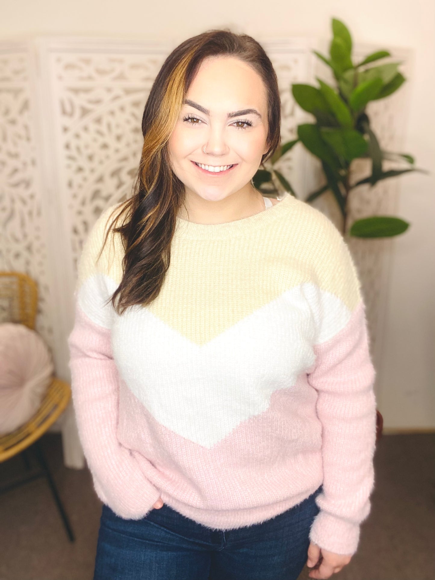 Pink Chevron Sweater