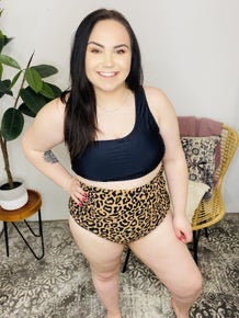 Leopard High Waisted Swim Bottoms