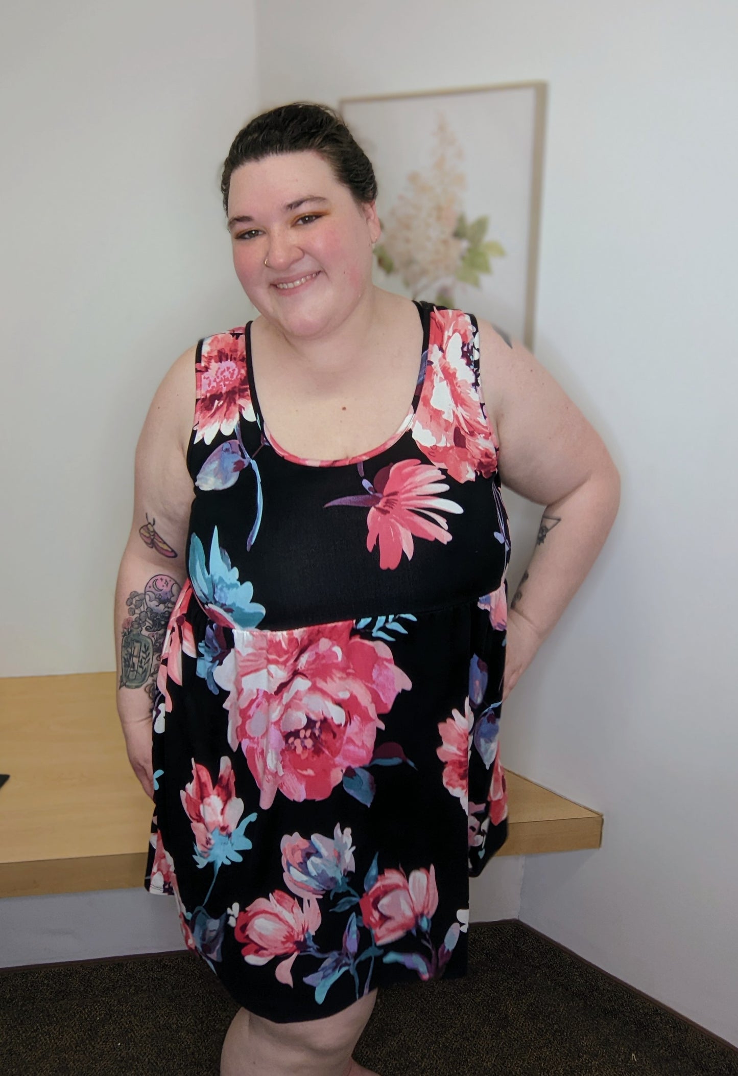 Black Floral Tank Dress