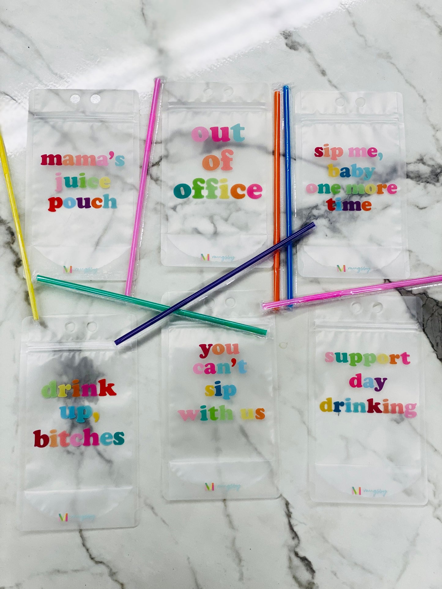 Mom Reusable Juice Pouch 6 Pack w/ Straws