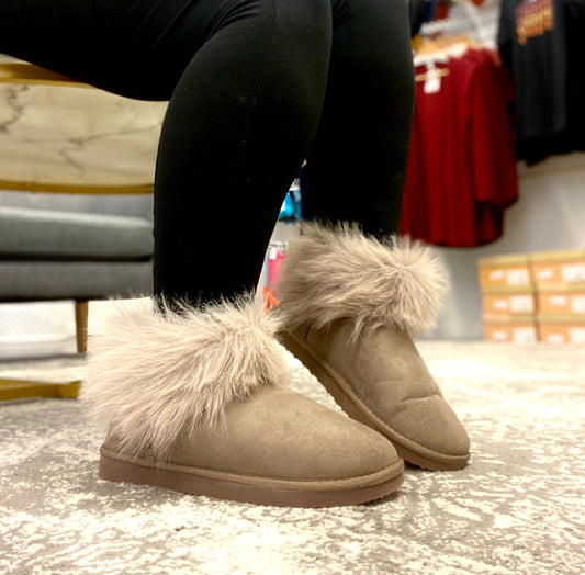 Faux Fur Taupe Frost Boot