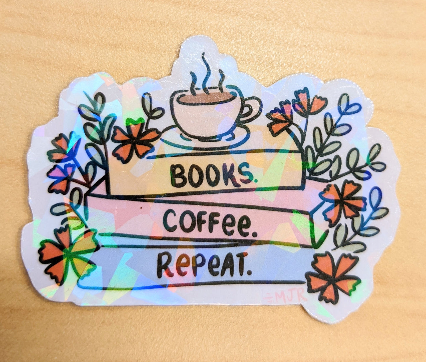 Books. Coffee. Repeat. Sticker