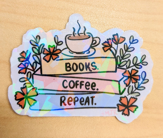 Books. Coffee. Repeat. Sticker