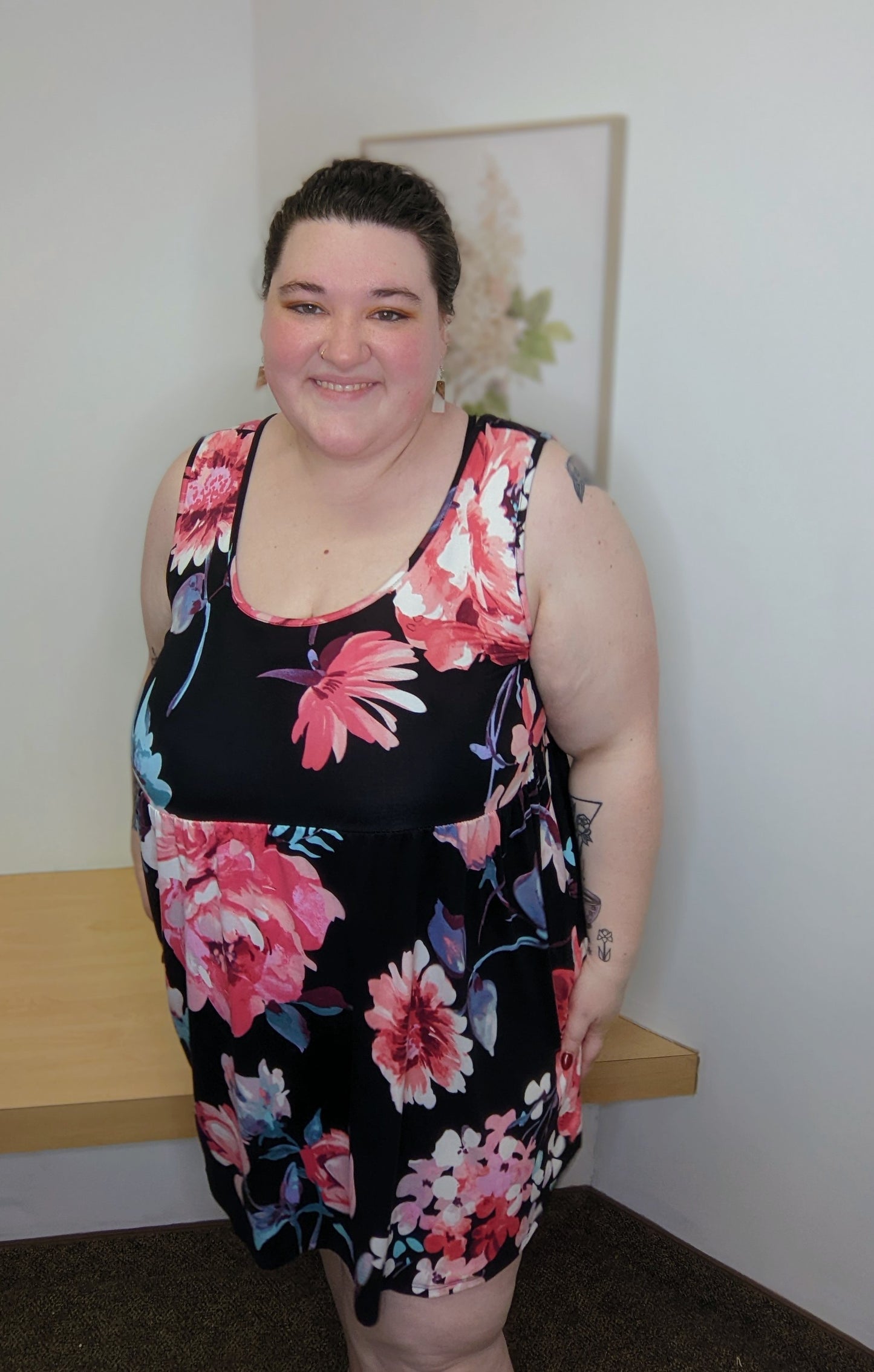 Black Floral Tank Dress